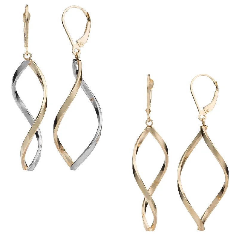 Fremada 10k Gold Twisted Marquise Leverback Earrings