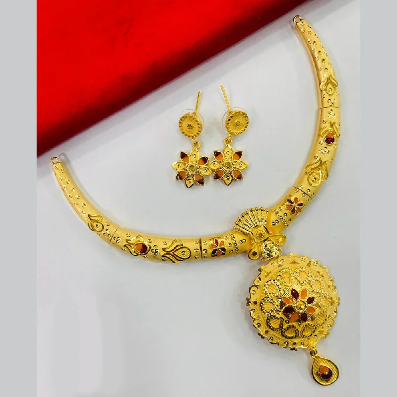 FS Collection Gold Plated Meenakari Necklace Set