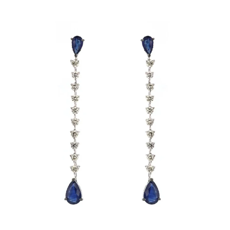 Blue Sapphire & Diamond Drop Earrings