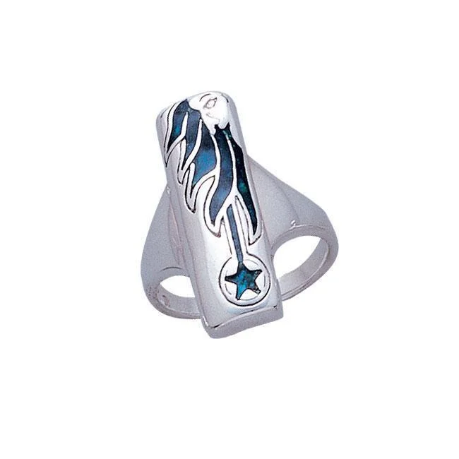 Goddess and Star with Enamel Silver Ring TR3419