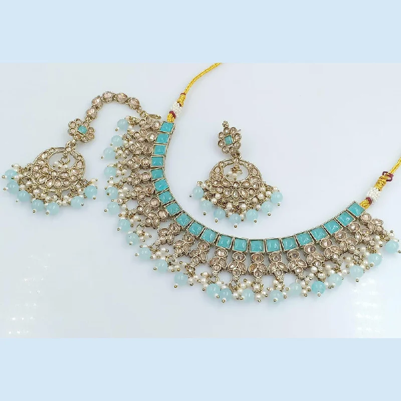 Rani Sati Jewels Gold Plated Crystal Stone Necklace Set