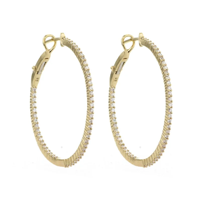 1.02 ctw Diamond 1.20" Inside-Out Hoop Earrings