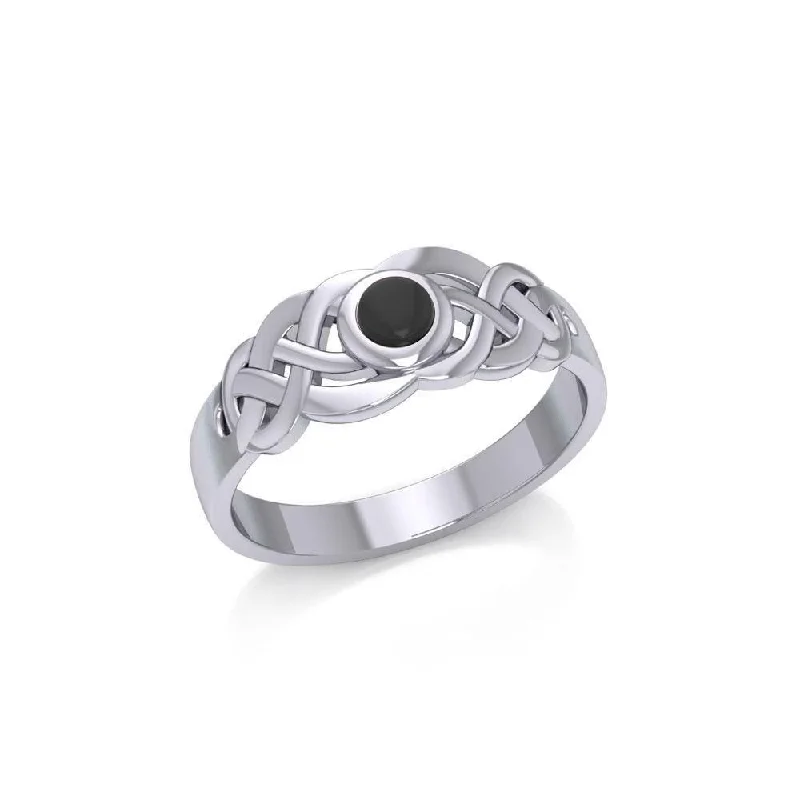 The eternal flow of interconnectedness ~ Sterling Silver Celtic Knotwork Ring with Gemstone JR153