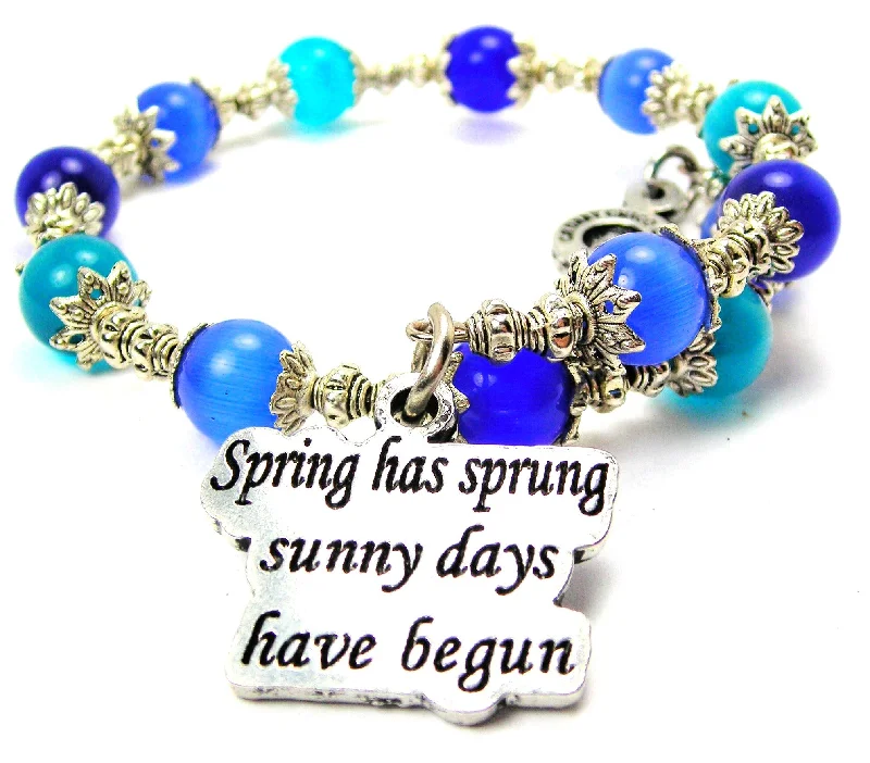 Spring Has Sprung Sunny Days Have Begun Cat's Eye Beaded Wrap Bracelet