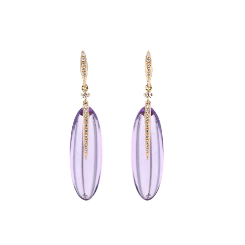 Amethyst & Diamond Drop Earrings