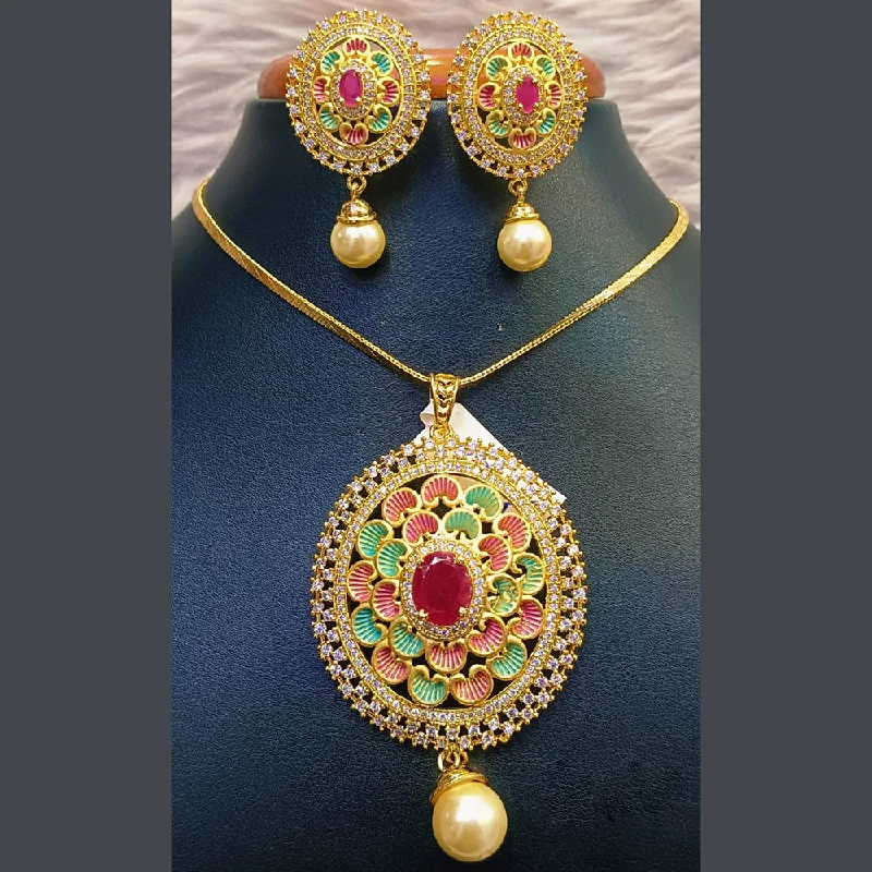 Jain Jewellers Gold Plated AD Stone Necklace Set