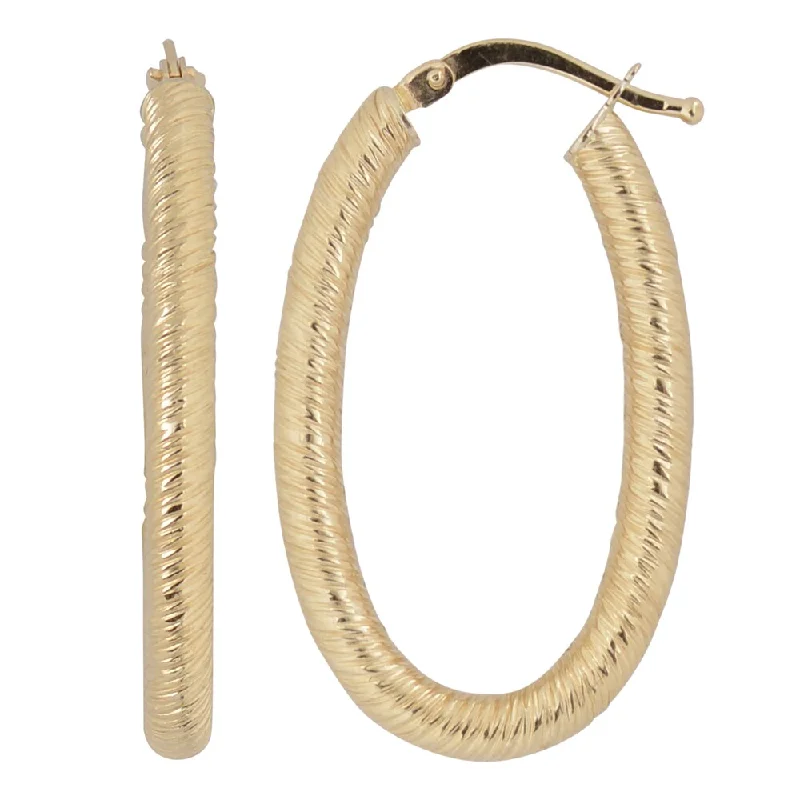 Fremada Italian 14k Yellow Gold Oval Hoop Earrings