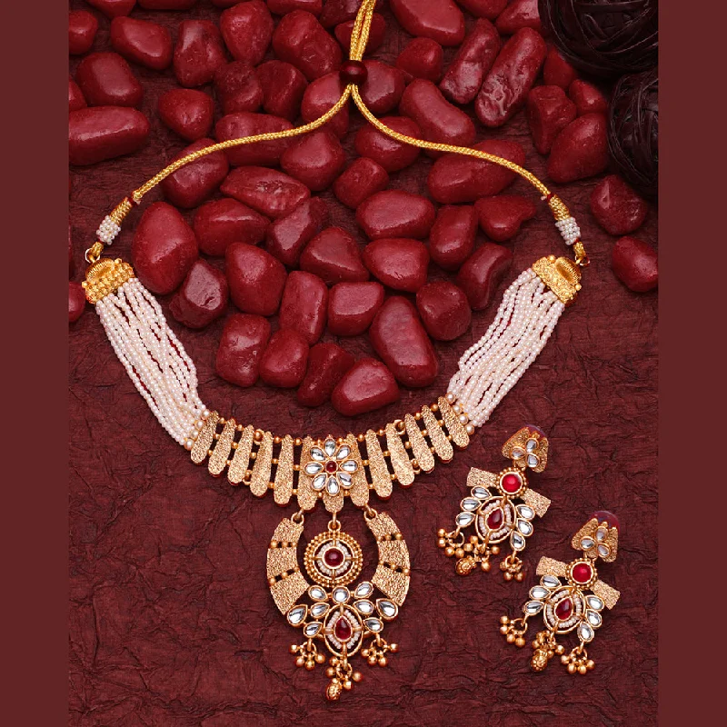 Asmitta Gold Plated  Kundan Necklace Set