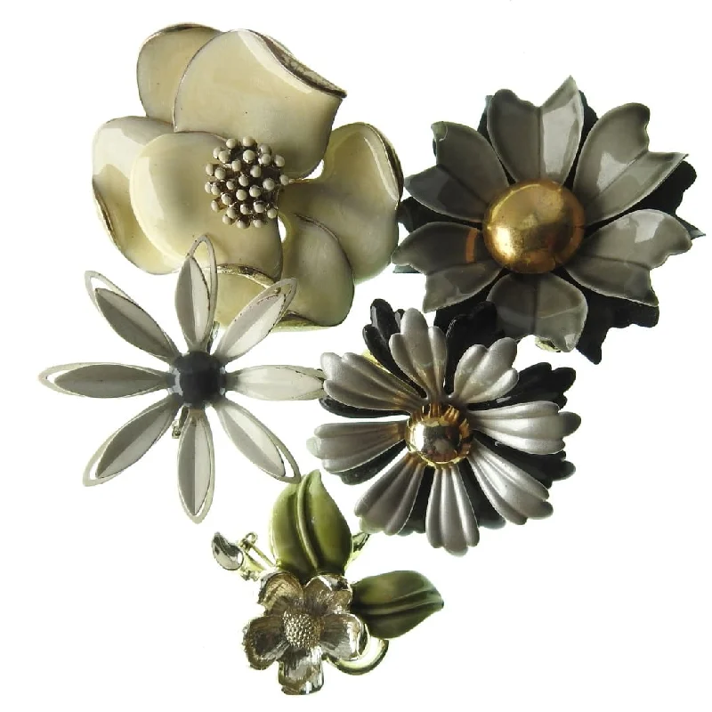 Charming Mid-Century Floral Brooches