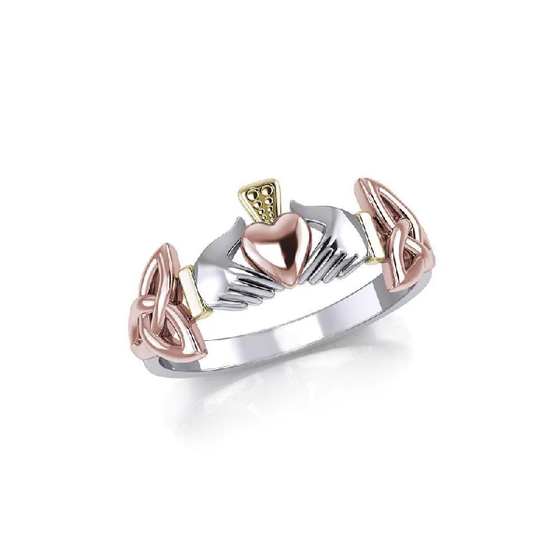 Irish Claddagh & Celtic Knotwork Three Tone Ring OTR557