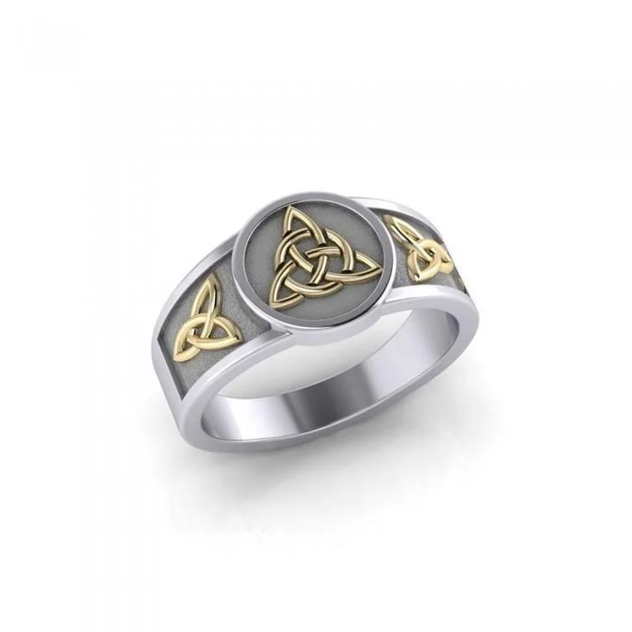 Triquetra Silver and 18K Gold Accent Ring TRV3811