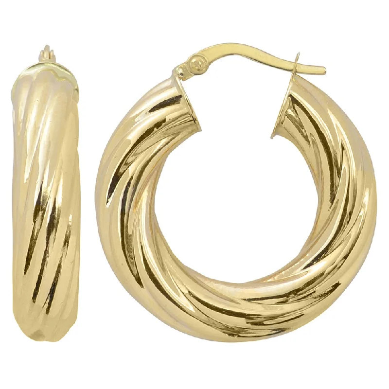 Fremada 10k Yellow Gold 6x15-mm High Polish Swirl Design Bold Hoop Earrings