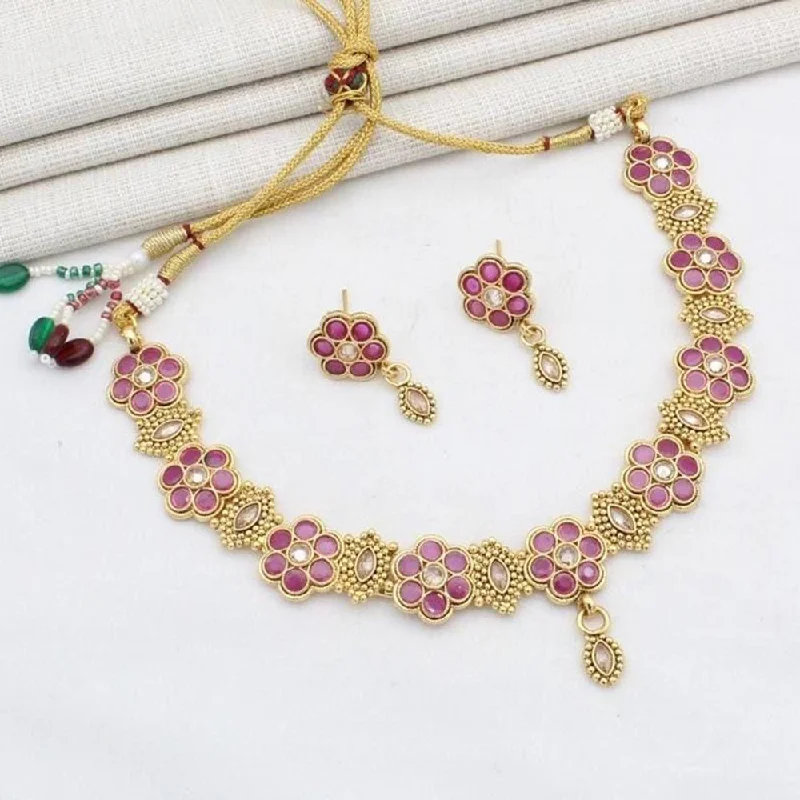 Manisha Jewellery Gold Plated Crystal Stone Necklace Set