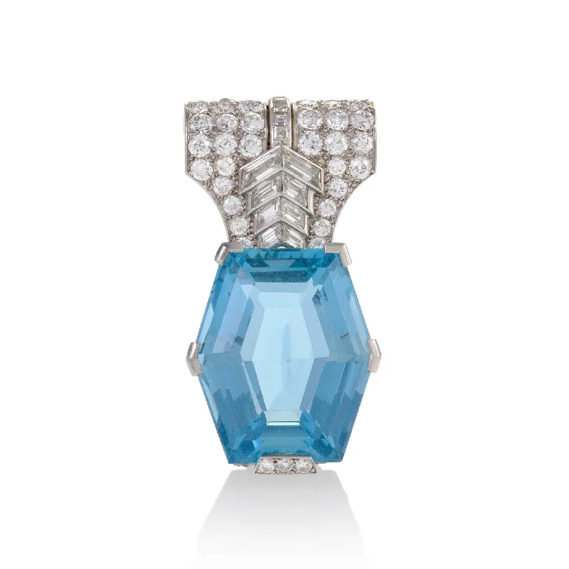 Cartier Aquamarine and Diamond Brooch