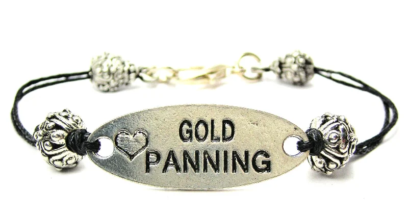 Love Gold Panning Black Cord Connector Bracelet