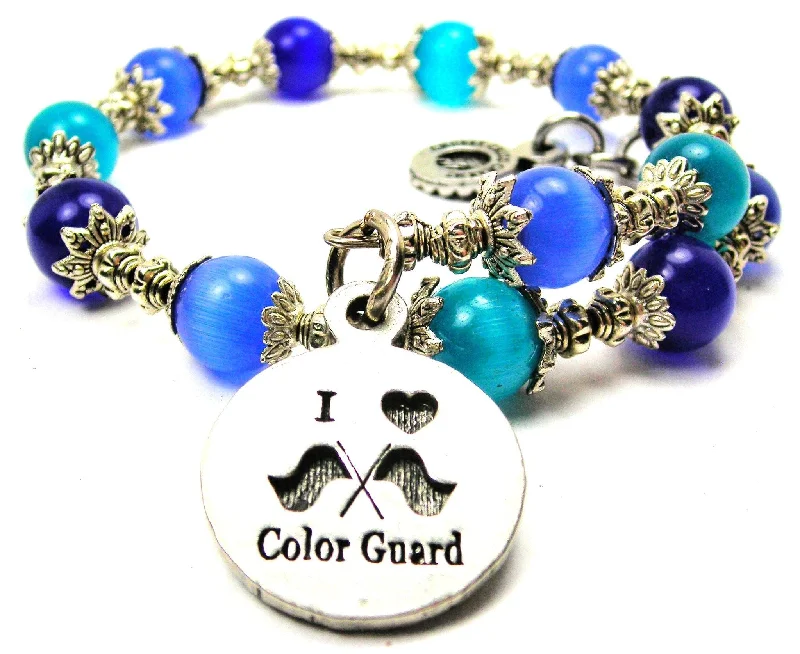 I Love Color Guard Cat's Eye Beaded Wrap Bracelet