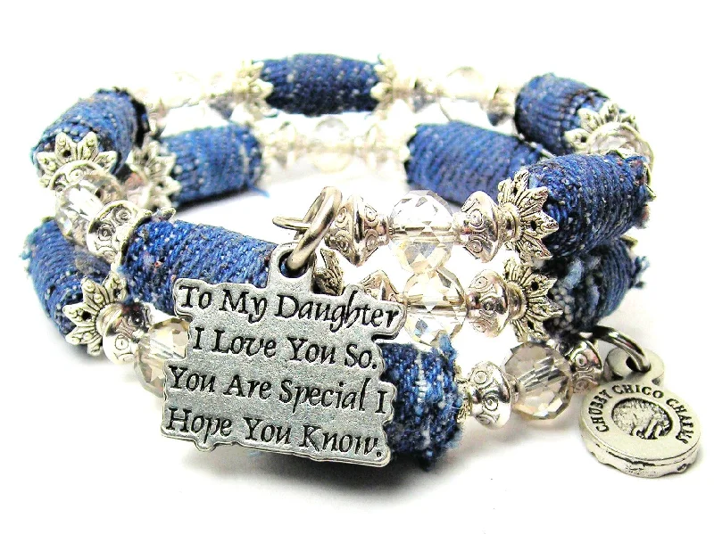 To My Daughter I Love You So You Are Special I Hope You Know Blue Jean Beaded Wrap Bracelet