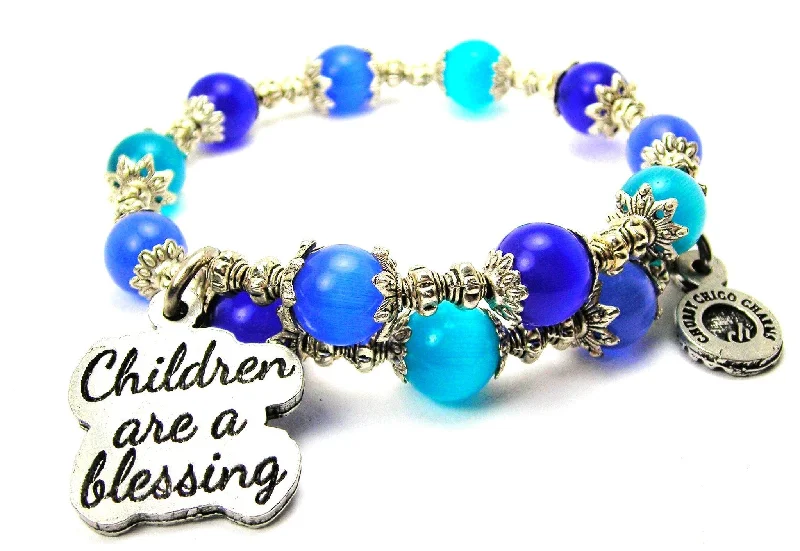 Children Are A Blessing Cat's Eye Beaded Wrap Bracelet