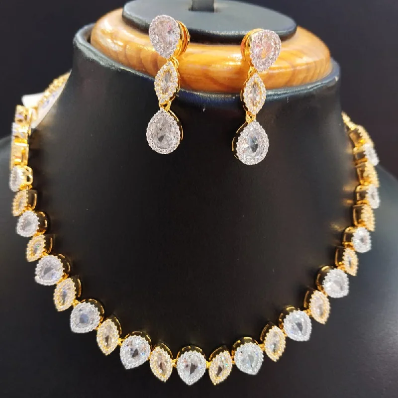 Jain Jewellers Gold Plated AD Necklace Set