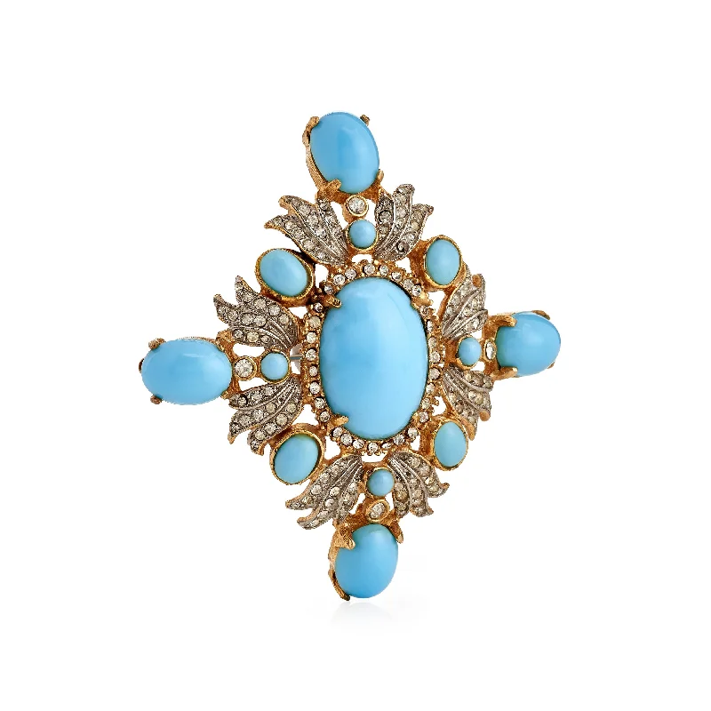 Vintage Turquoise Cabochon Brooch