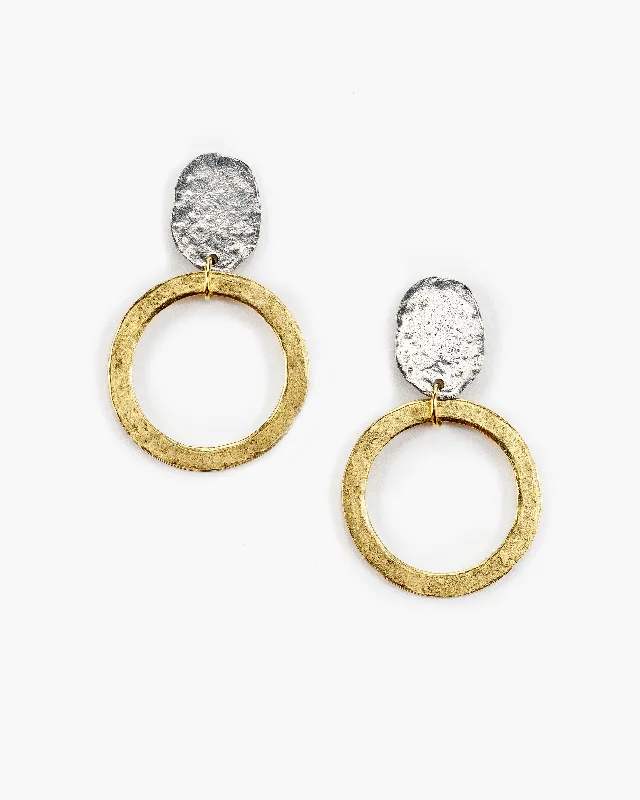 Medium Hammered Circle Post Top Earring (ER497)