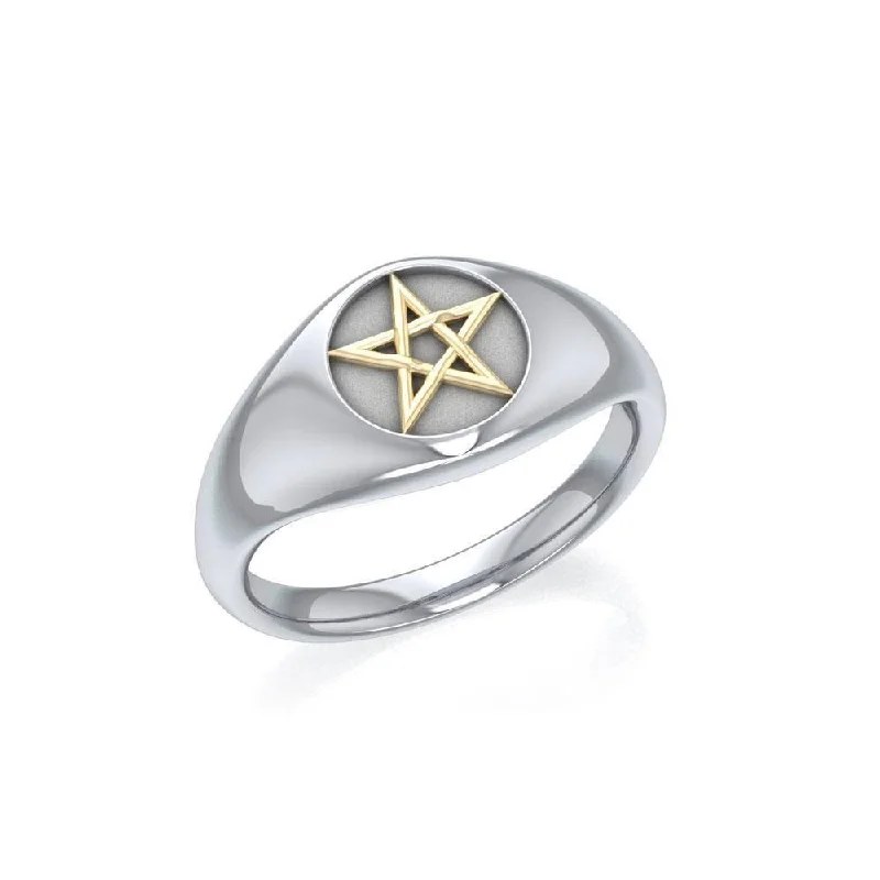 The Pentacle Silver and 14K Gold Accent Ring TRV595