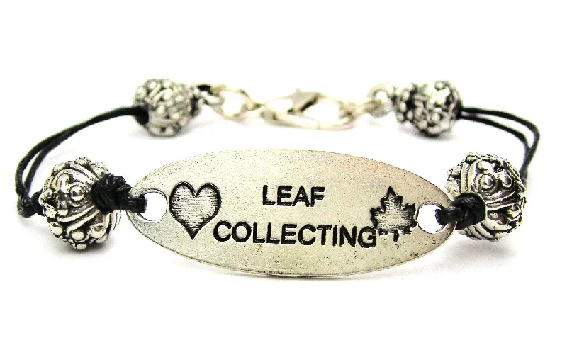 Love Leaf Collecting Black Cord Connector Bracelet