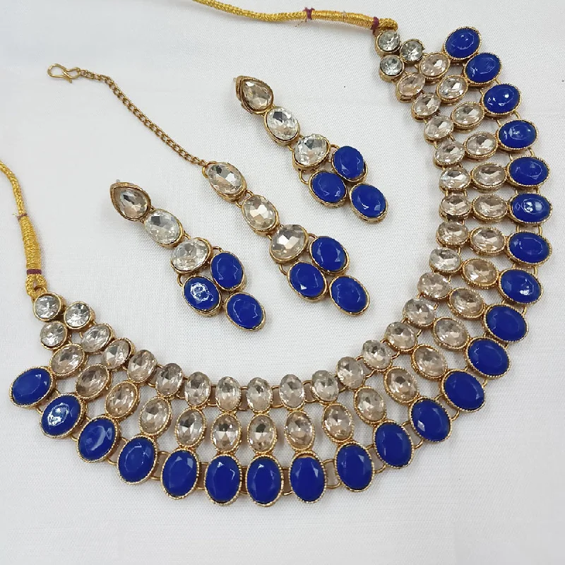 Padmawati Bangles Gold Plated Crystal Stone Necklace Set