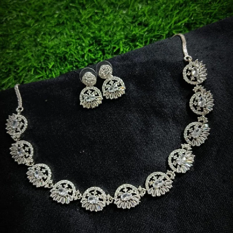 Manisha Jewellery Silver Plated AD Necklace Set