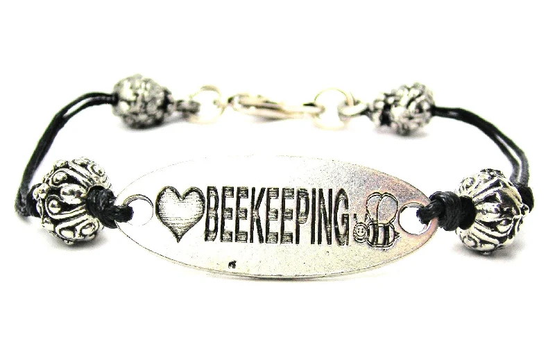 Love Beekeeping Black Cord Connector Bracelet