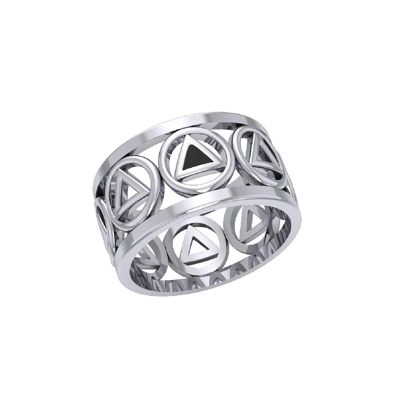 Recovery Sterling Silver Band Ring with Stone Inlay TRI2400