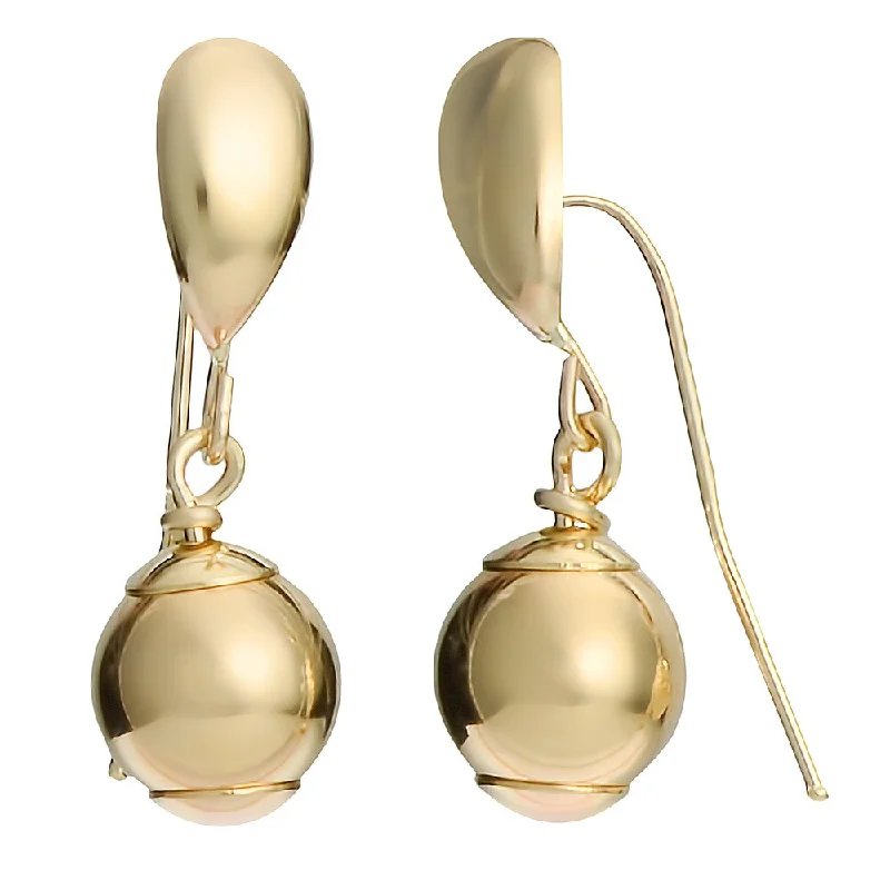 Fremada 10k Yellow Gold High Polish Teardrop and Ball Drop Earrings