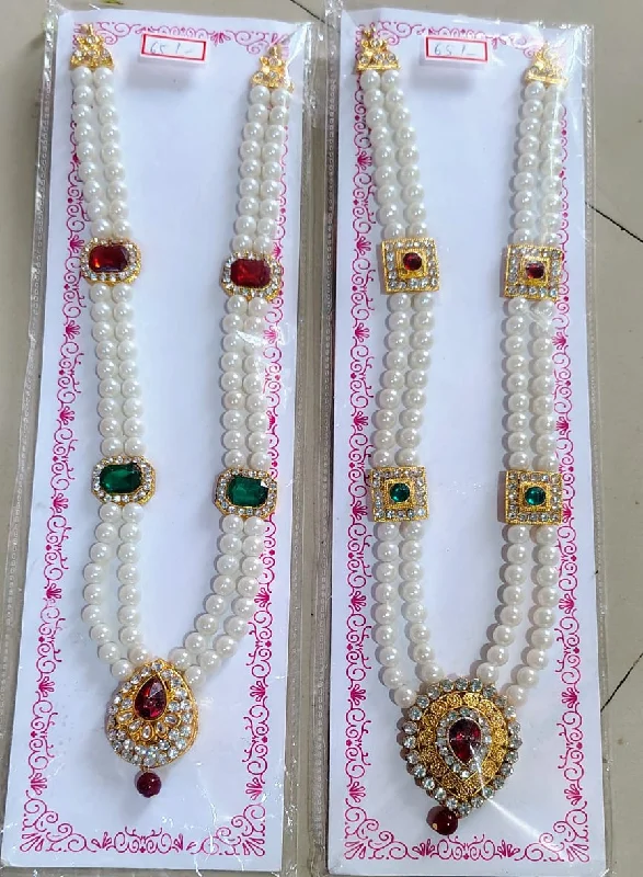 Palak Art Gold Plated Pota Stone And Pearl Necklace Set (Assorted Design)