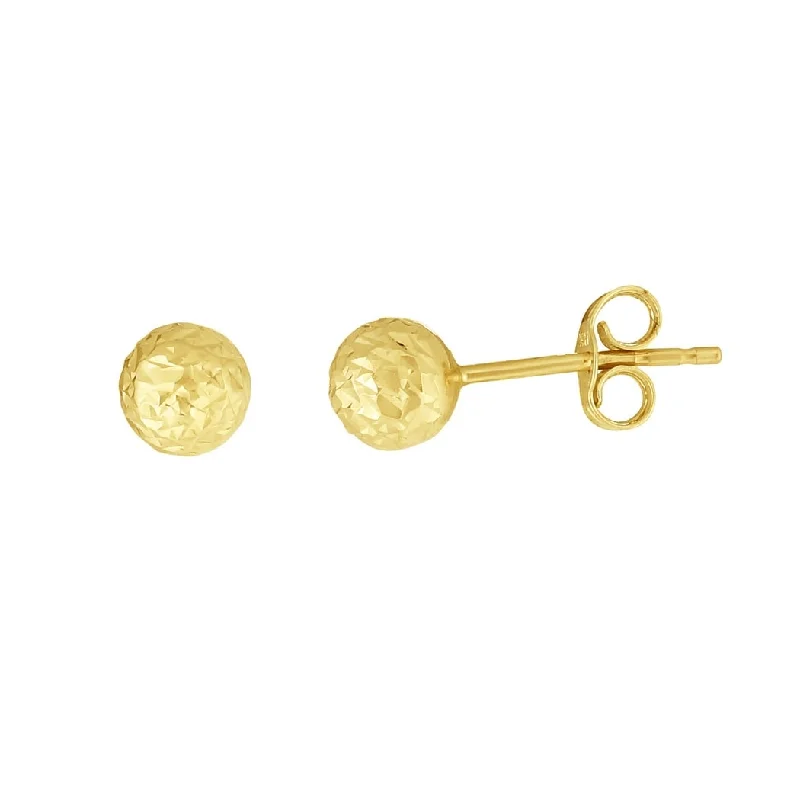 Curata 14k Yellow Gold 5mm Sparkle Cut Ball Post Earrings