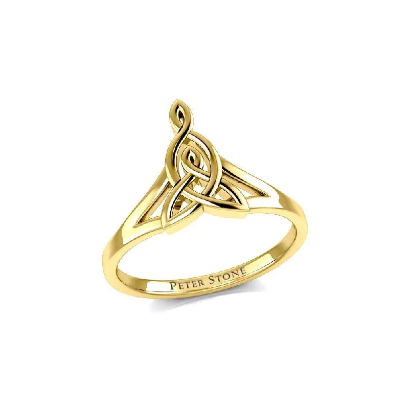 Celtic Motherhood Triquetra or Trinity Knot 14 K Solid Gold Ring GRI2262