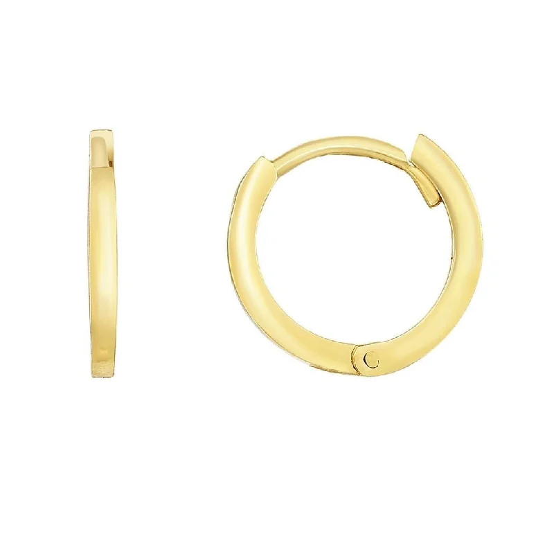 Curata 14k Yellow Gold 1.3 x 11.5mm Thin Polished Huggie Earrings