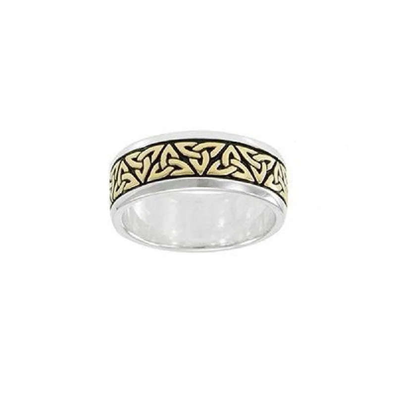 Trinity Knot Silver and 14K Gold Plated Ring MRI1583