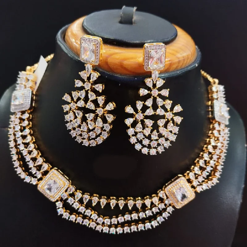 Jain Jewellers Gold Plated AD Necklace Set