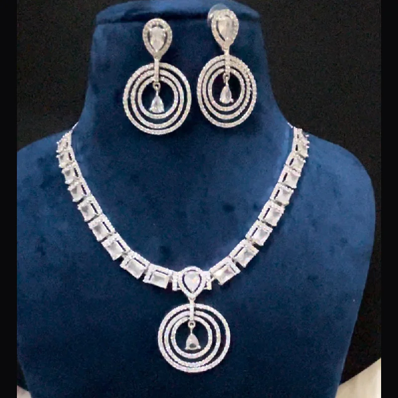 ShringarStreet Silver Plated AD Necklace Set