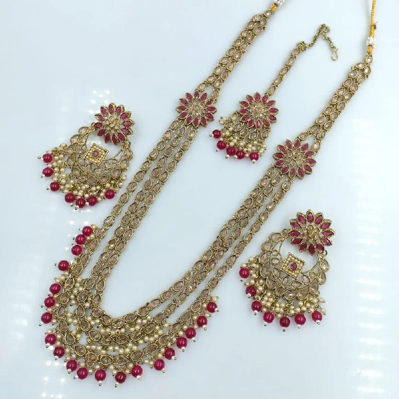 Rani Sati Jewels Gold Plated Reverse AD Long Necklace Set