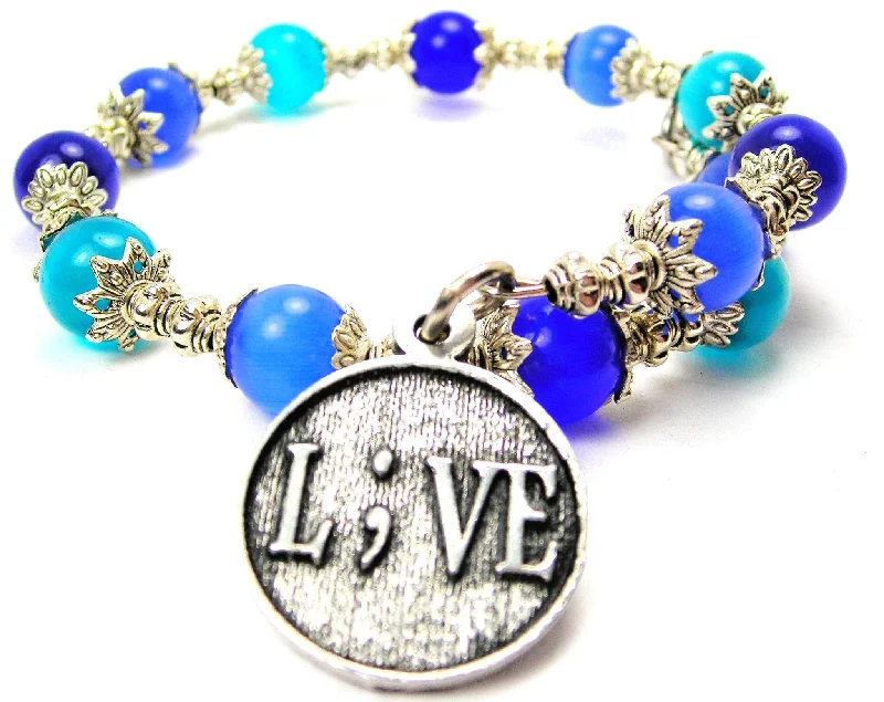 L;ve Cat's Eye Beaded Wrap Bracelet